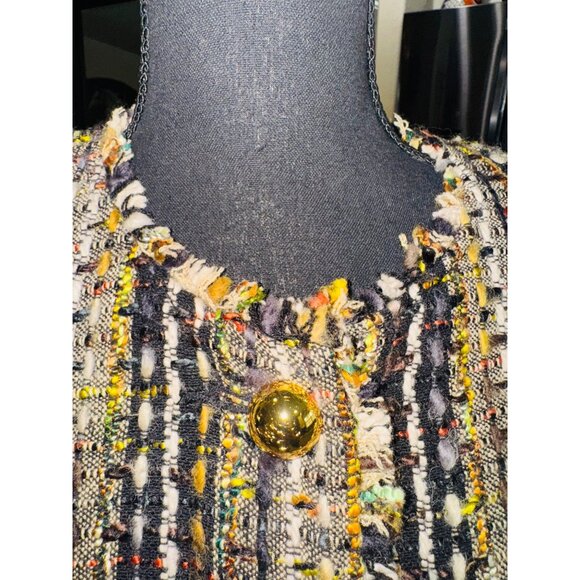 Cabi Cropped Channel Like Tweed Jacket Gold Buttons M Money Classic Office Siren - Picture 9 of 10